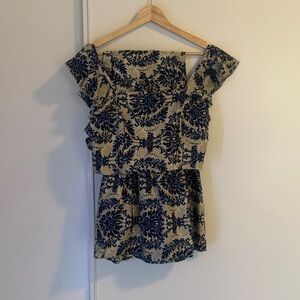 Sleeveless Top and Skirt in Navy and Beige